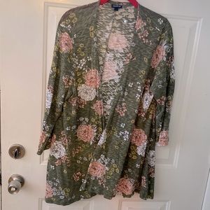 Torrid Size 1 slub knit floral cardigan